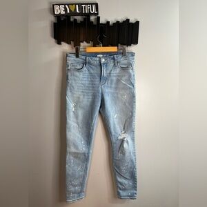 OLD Navy RockStar Super Skinny Distressed Jeans Size 10 Bleach Splatter